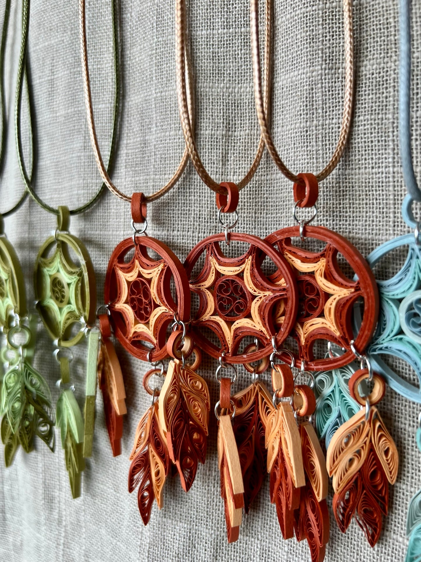 Necklace Dream Catcher Red orange color