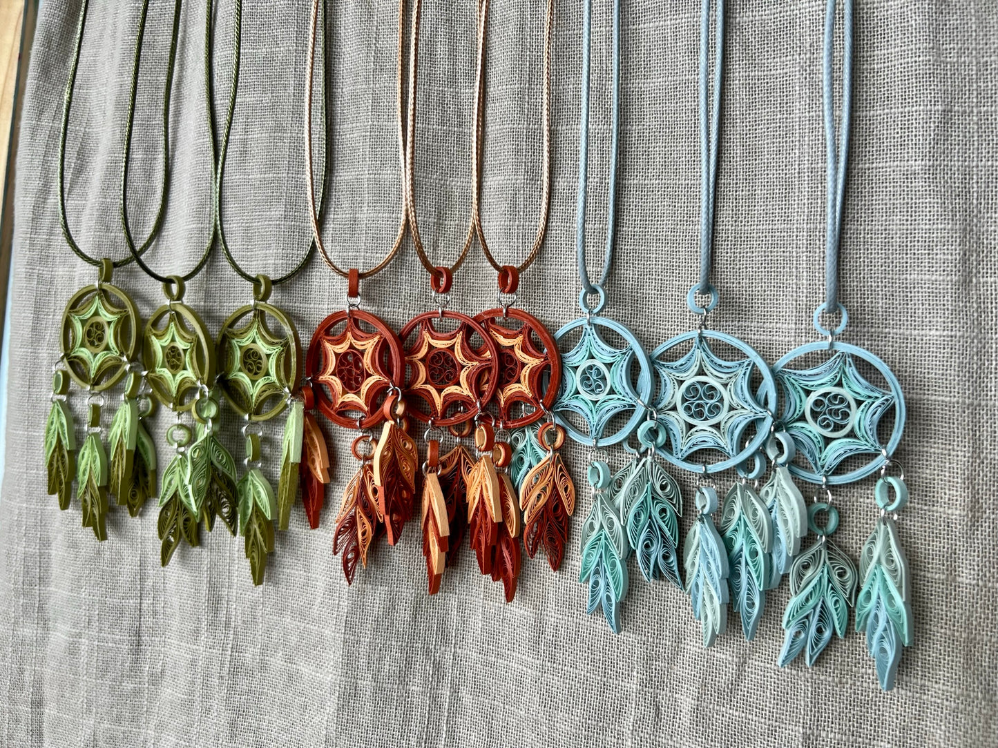 Necklace Dream Catcher Light blue color